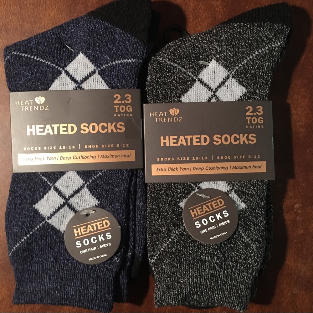 NWT Mens heated socks heat trendz, 2 pairs